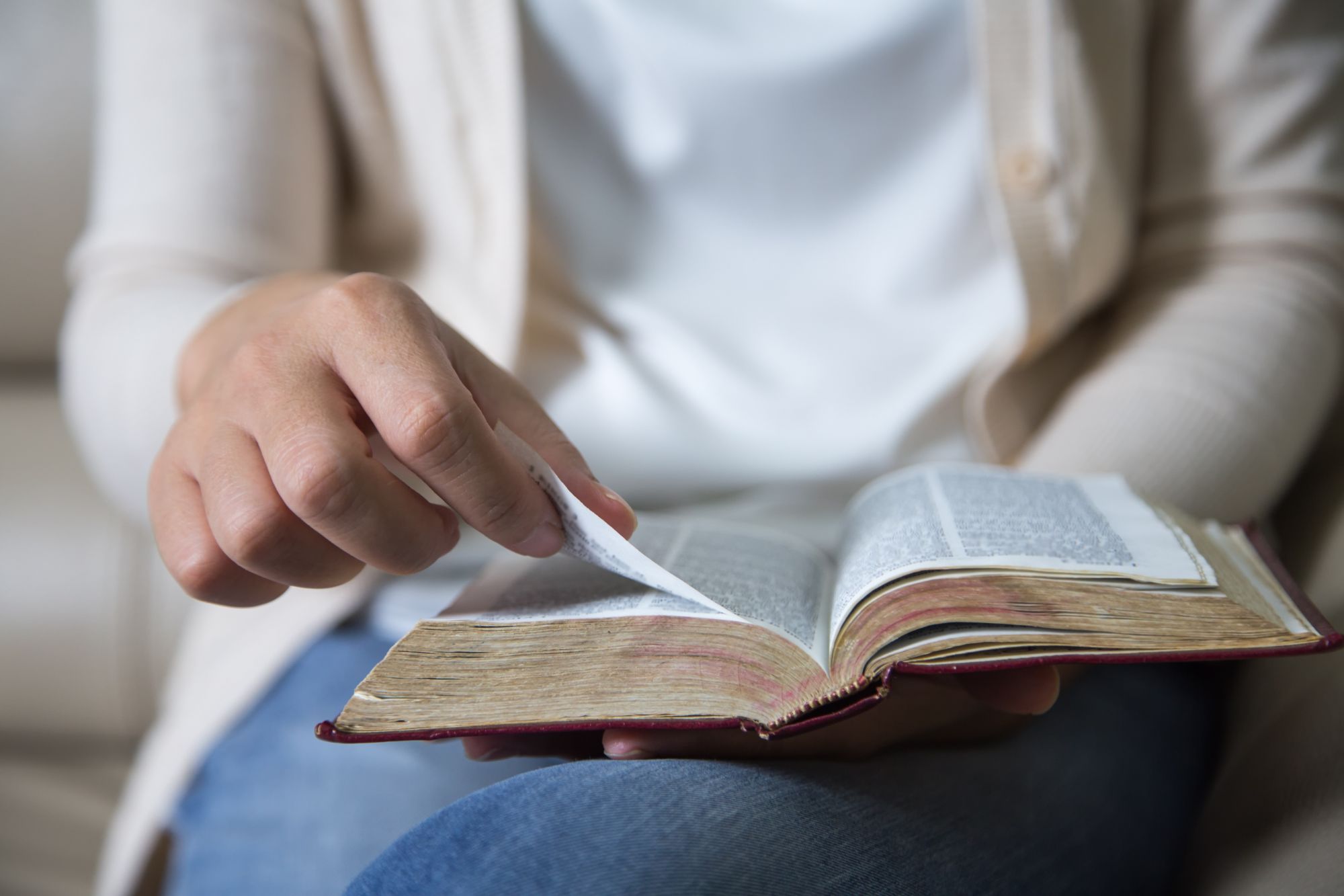 Adult studying the Bible